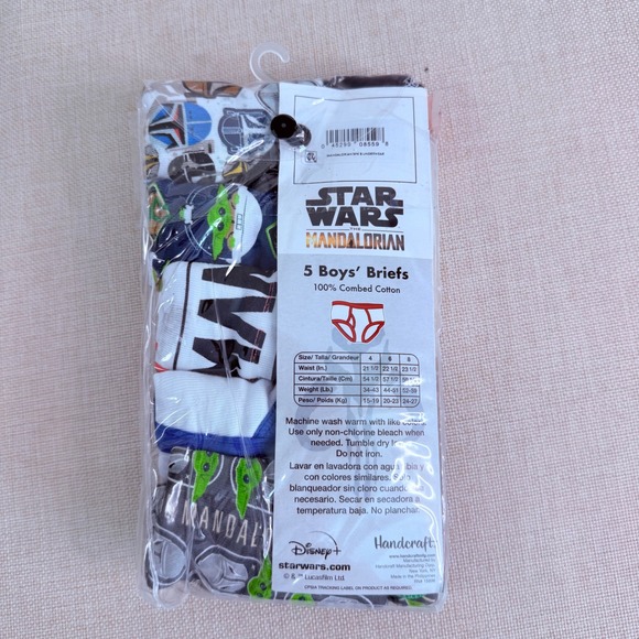 Star Wars The Mandalorian Boys Briefs 5 Pack Grogu Baby Yoda Cotton Size 6 NEW - Picture 2 of 3